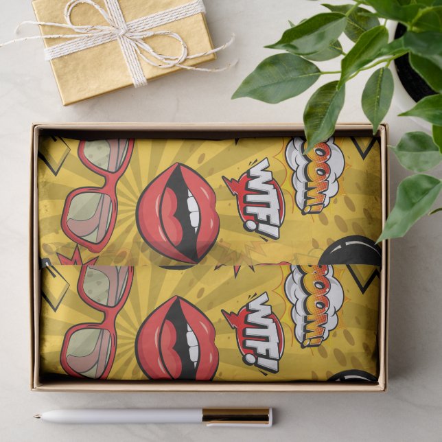 Die Bombe Retro Lips Red/Gold ID553 Seidenpapier (Geschenk)