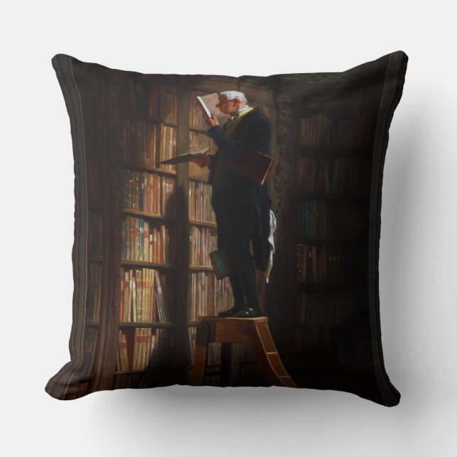 Die Bookworm von Carl Spitzweg Kissen (Vorderseite)