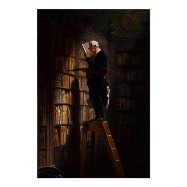 Die Bookworm von Carl Spitzweg Poster (Vorderseite)