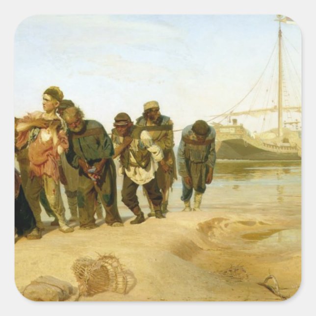Die Boote auf der Wolga, 1870-73 Quadratischer Aufkleber (Vorderseite)