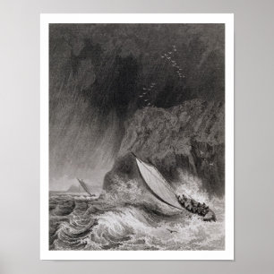 Die Boote vor Walden Insel in einem Schnee Poster