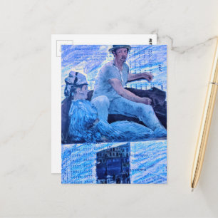 Die Bootsfahrt Mixed-Media-Collage Mann und Frau Postkarte