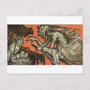 Die böse Hexe und die Eule Postkarte