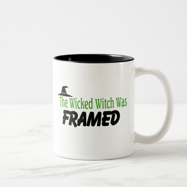 Die böse Hexe war gerahmt Zweifarbige Tasse (Rechts)