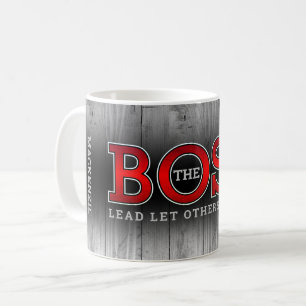 Die BOSS führt andere auf dem rustikalen Wald Kaffeetasse