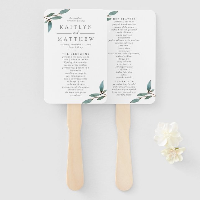 Die Botanische Bliss-Hochzeitskollektion Fächer (Vorne und Hinten)