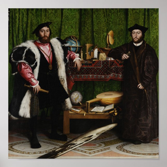 Die Botschafter - Hans Holbein der Jüngere - 1533 Poster (Vorne)