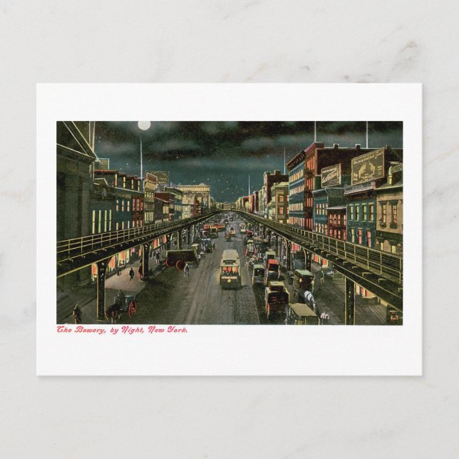 Die Bowery, New York Postkarte (Vorderseite)