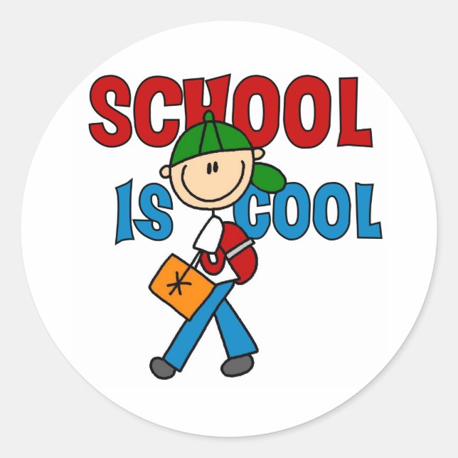 Die Boy School ist Cool Runder Aufkleber (Vorderseite)