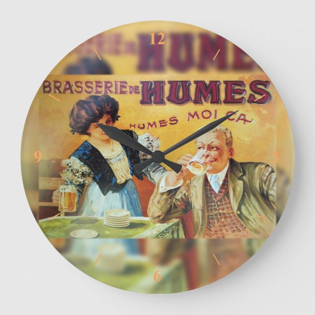 Die Brasserie, ein französisches Poster. Große Wanduhr (Vorderseite)