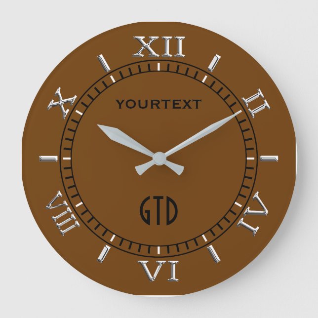 Die braune Dekorauswahl passt sich leicht an Große Wanduhr (Vorderseite)
