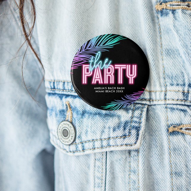 Die Braut Blau & Pink Tropical Bach Button (Von Creator hochgeladen)