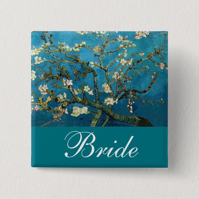 Die Braut/Bräutigam-Button blüht Mandelbaum Button (Vorderseite)