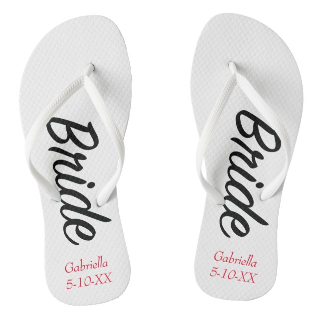 Die Braut, die mit Namen personalisiert sind u. Flip Flops (Fußbett)