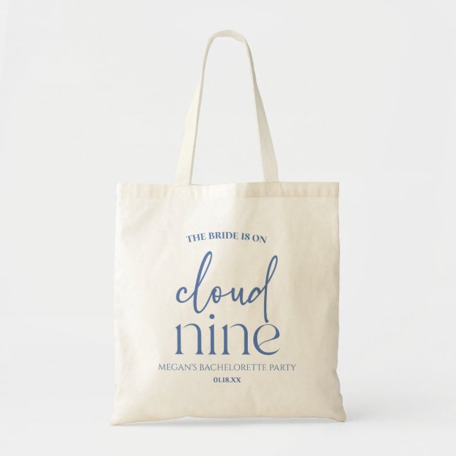 Die Braut ist auf Cloud Nine Blue Junggeselinnen-A Tragetasche (Vorne)