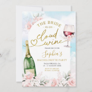 Die Braut ist auf Cloud Wine Junggesellinnenabschi Einladung