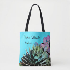 Die Braut, Name, Agave & Cactus, Blau und Grün Tasche