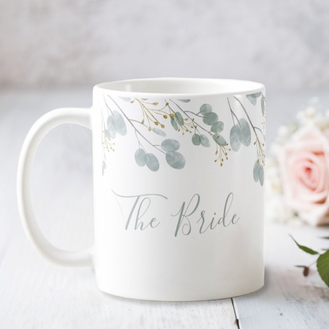 Die Braut Rustikaler Eukalyptus Kaffeetasse (The Bride Wedding Mug)