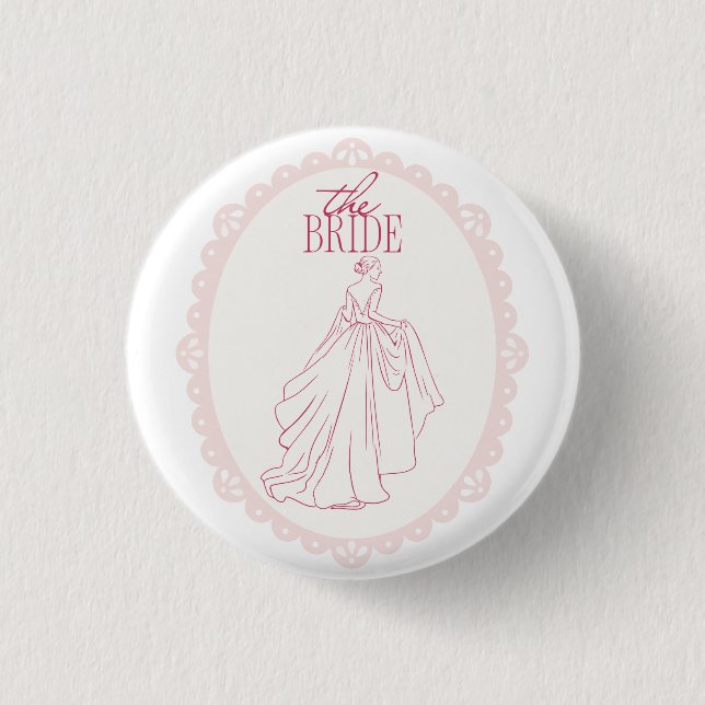 Die Braut – Spitze Junggesellinnen-Design mit Brau Button (Vorderseite)