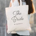 Die Brautkalligraphie Tragetasche<br><div class="desc">Die Bride Wedding Kalligrafy Tote Tag bietet Spaß und hübsche Kalligraphie, zusammen mit der Braut, um den neuen Nachnamen zu sein.</div>