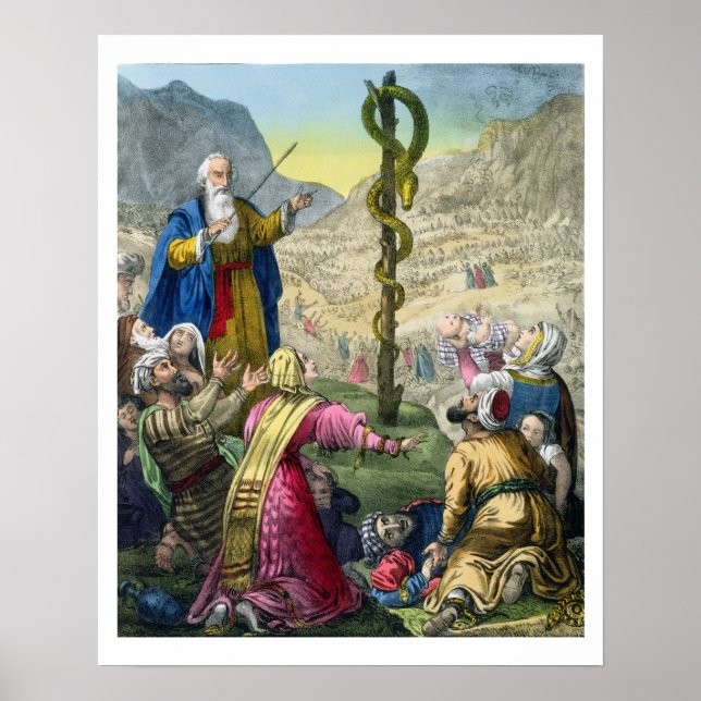 Die Brazen Schlange aus einer Bibel, gedruckt von  Poster (Vorne)