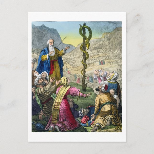Die Brazen Schlange aus einer Bibel, gedruckt von  Postkarte (Vorderseite)