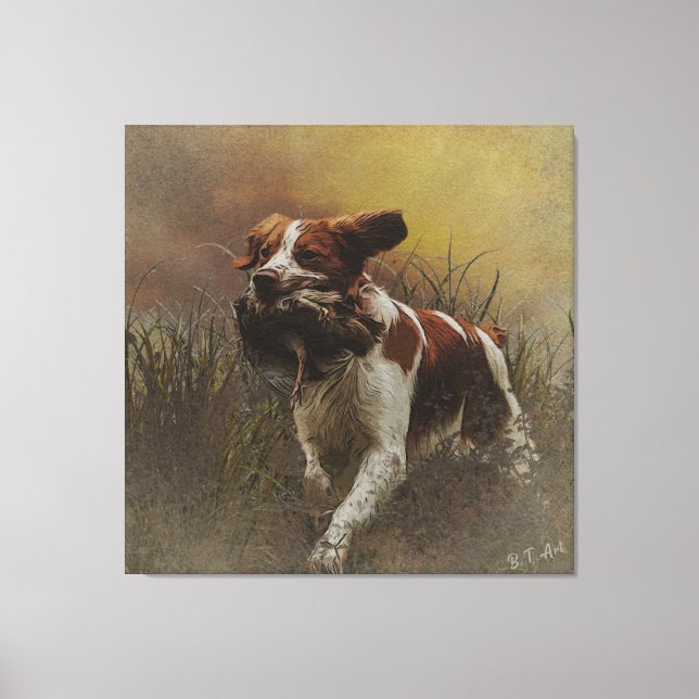 Die Bretagne spaniel Keramik Tile Beverage Coas Leinwanddruck (Vorderseite)