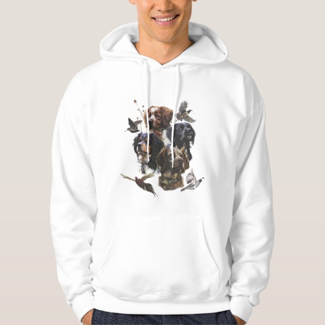 Die Bretagne-Spaniels, die Vogeljagdsaison Hoodie (Vorderseite)