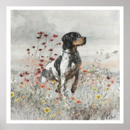Die Bretagne-Spaniels, die Vogeljagdsaison Poster