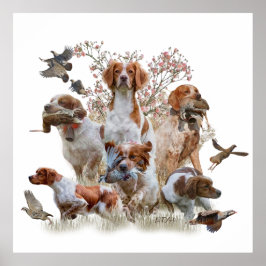 Die Bretagne-Spaniels, die Vogeljagdsaison Poster