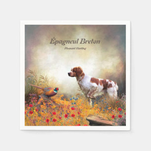 Die Bretagne-Spaniels, die Vogeljagdsaison Serviette