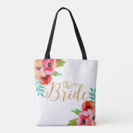 Die Bride Gold Moderne Text farbenfrohe florale Ak Tasche