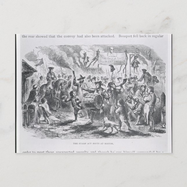 Die Briefmarke Act Riots in Boston Postkarte (Vorderseite)
