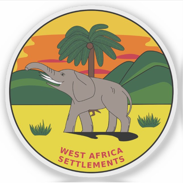 Die britischen Siedlungen in Westafrika (1870-1888 Aufkleber (Vorderseite)