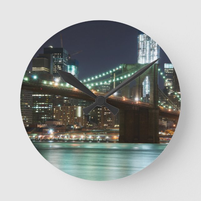 Die Brooklyn-Brücke - Farbe Runde Wanduhr (Vorderseite)