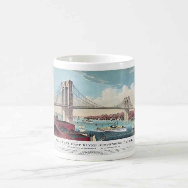 Die Brooklyn-Brücke in New York City ab 1883 Kaffeetasse (Mittel)