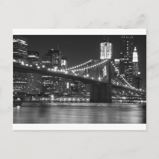 Die Brooklyn-Brücke - Schwarz und Weiß Postkarte (Vorderseite)