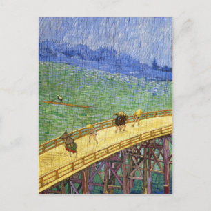 Die Brücke im Regen Vincent van Gogh Kunst Postkarte