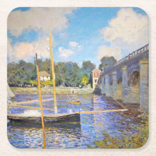 Die Brücke in Argenteuil, Monet Rechteckiger Pappuntersetzer