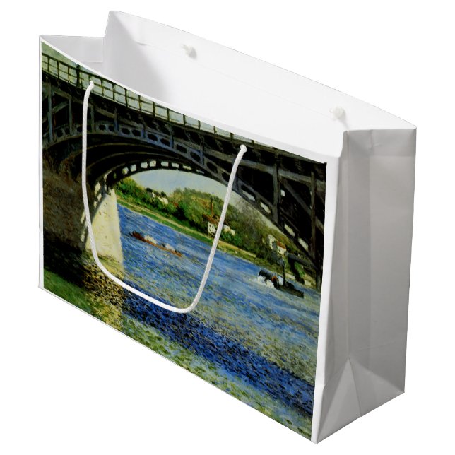Die Brücke in Argenteuil und die Seine Große Geschenktüte (Vorderseite Schrägansicht)