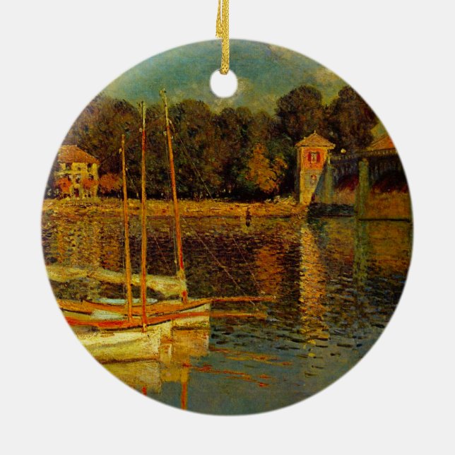 Die Brücke in Argenteuil von Claude Monet Keramik Ornament (Hinten)