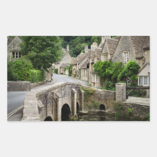 Die Brücke in Castle Combe, britischer Rechteckauf Rechteckiger Aufkleber