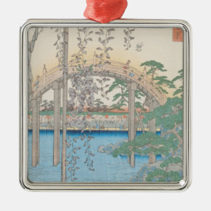 Die Brücke mit Glyzinien oder Kameido Tenjin Silbernes Ornament