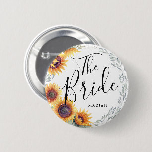 Die Brücke   Sonnenblumen Florals Individuelle Na Button
