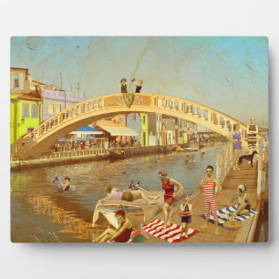 Die Brücke von Carcavelos. Aveiro (Portugal) Fotoplatte