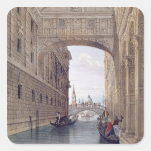 Die Brücke von Seufzern, Venedig, graviert durch Quadratischer Aufkleber