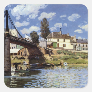 Die Brücke von Villeneuve-la-Garenne Quadratischer Aufkleber