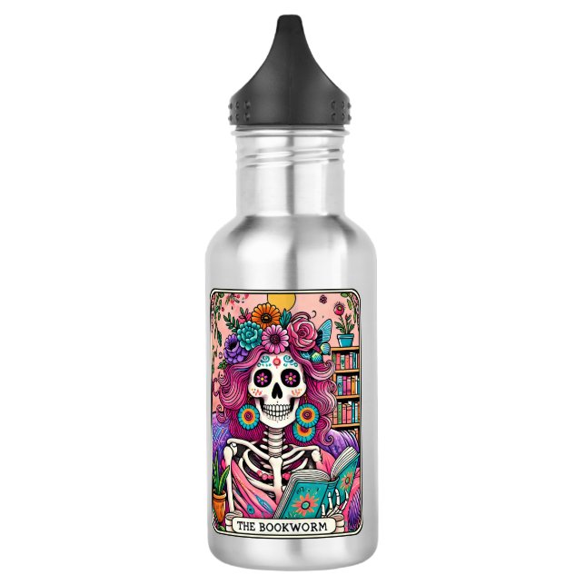 Die Bücherwurm Edelstahlflasche (Links)