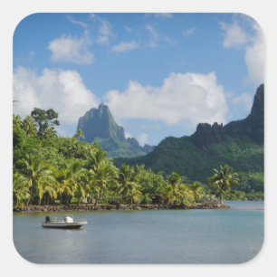 Die Bucht des Kochs, Moorea quadratischer Quadratischer Aufkleber