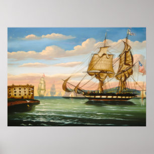 Die Bucht von New York am Sonnenuntergang durch Poster